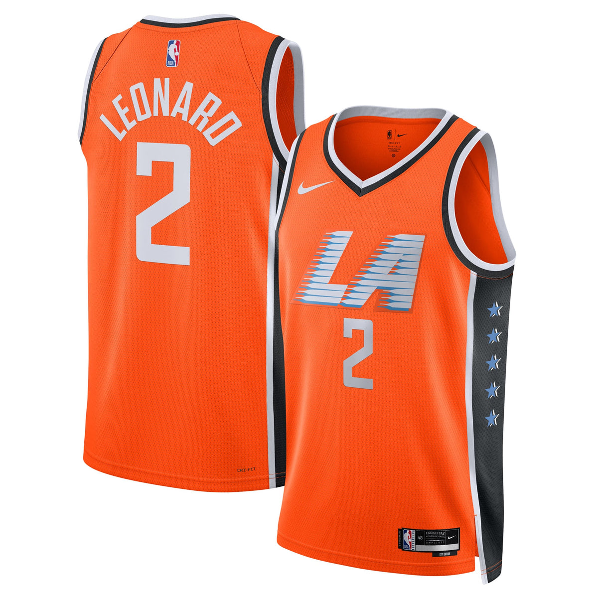 Unisex LA Clippers Kawhi Leonard Nike Orange 2025/26 Swingman Jersey - City Edition product image 2, provided for visual