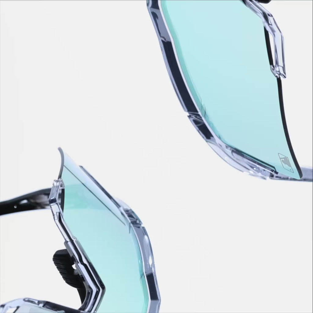100% SPEEDCRAFT MLB Authentic Sunglasses – Polished Translucent Grey Frame with Blue Topaz Mirror Lens | Performance Sports