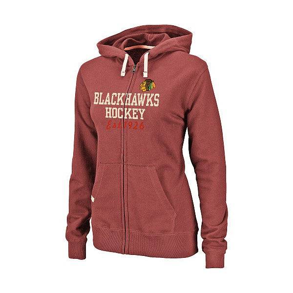 Majestic Chicago Blackhawks Women Lucky Charm Full Zip Hooded Sweatshirt product image 1, provided for visual reference and