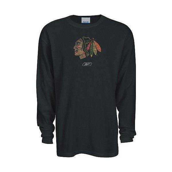 Chicago Blackhawks "Faded Logo" long-sleeve thermal waffle T-Shirt product image 1, provided for visual reference and
