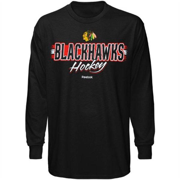 Reebok Chicago Blackhawks Black Allegiance Long Sleeve T-shirt product image 1, provided for visual reference and product