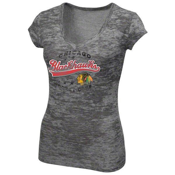 Chicago Blackhawks Womens Appeal Play Tri Blend Burnout T-Shirt product image 1, provided for visual reference and product