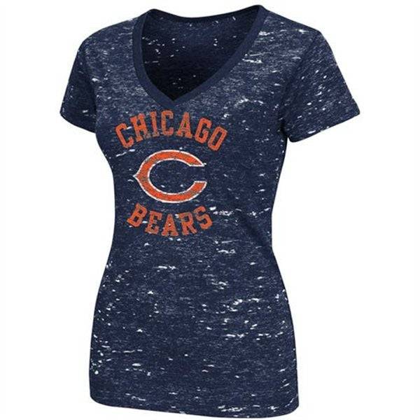 Chicago Bears Ladies Pride Playing II Premium V-Neck T-Shirt - Navy Blue product image 1, provided for visual reference and