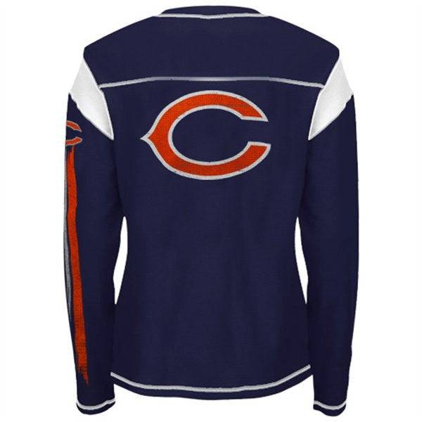 Reebok Chicago Bears Ladies Go Team Thermal Premium Long Sleeve T-Shirt - Navy Blue product image 2, provided for visual