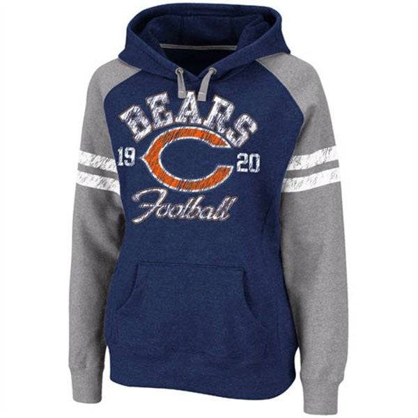 Chicago Bears Ladies Navy Blue Game Day Heroes II Pullover Hoodie Sweatshirt product image 1, provided for visual reference