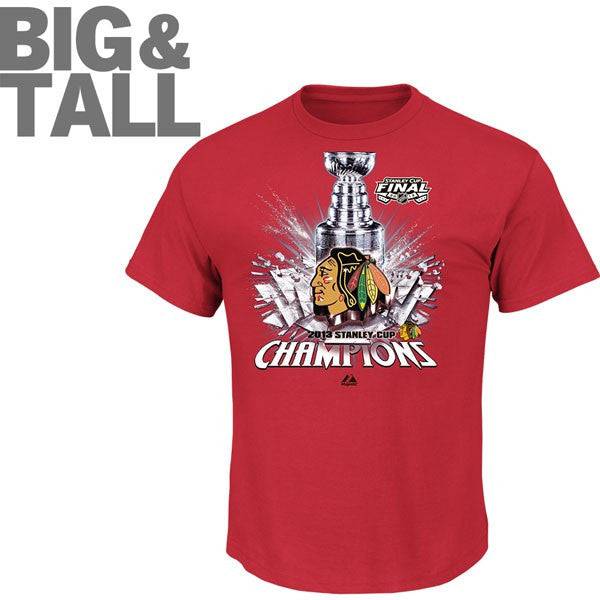 Chicago Blackhawks 2013 Stanley Cup Champions Big & Tall Team Triumph T-Shirt product image 1, provided for visual reference