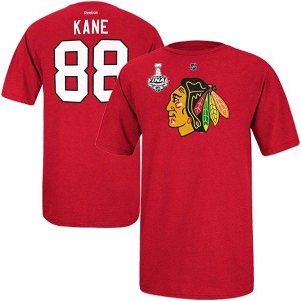 Reebok Patrick Kane Chicago Blackhawks 2013 NHL Stanley Cup Final Bound Name and Number T-Shirt product image 1, provided