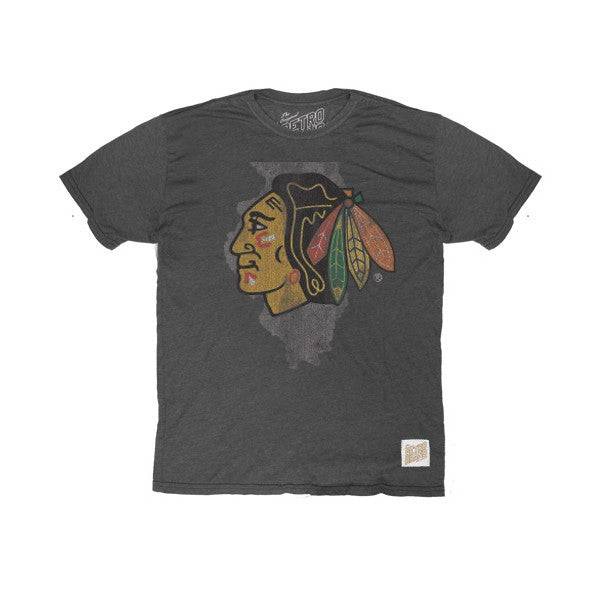 Chicago Blackhawks State Tri Blend T-Shirt by Retro Brand product image 2, provided for visual reference and product detail
