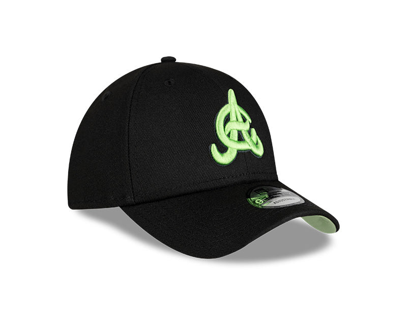 Aguilas Cibaenas New Era 9FORTY Adjustable Hat - Black/Green product image 2, provided for visual reference and product