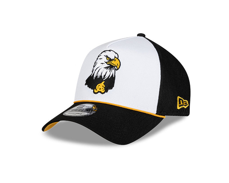 Aguilas Cibaenas New Era 9FORTY A-Frame Adjustable Hat - White/Black/Gold product image 2, provided for visual reference and