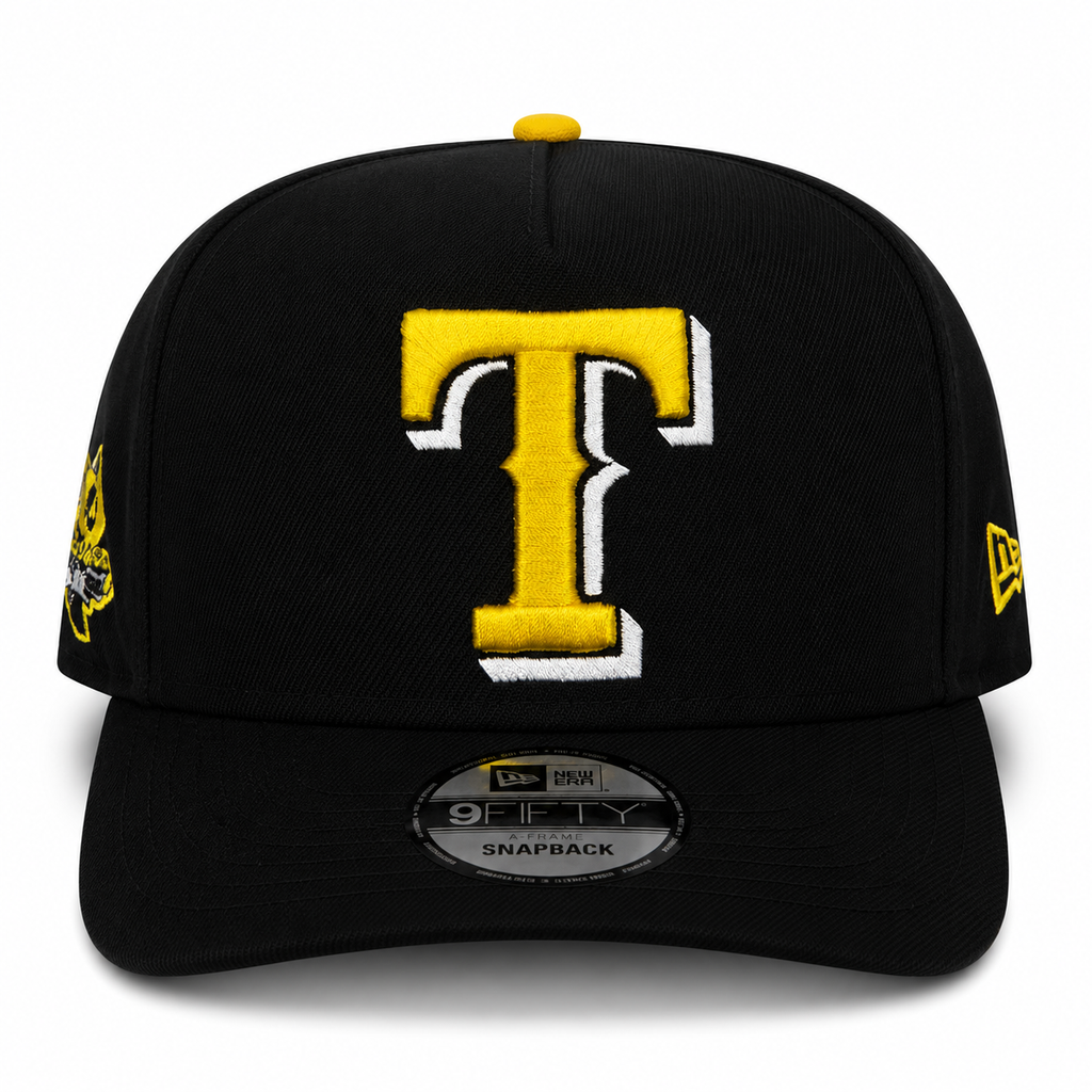 New Era Texas Rangers 9FIFTY A-Frame Curved 40th Anniversary Patch Snapback Hat Black | MLB Adjustable Cap product image 2,