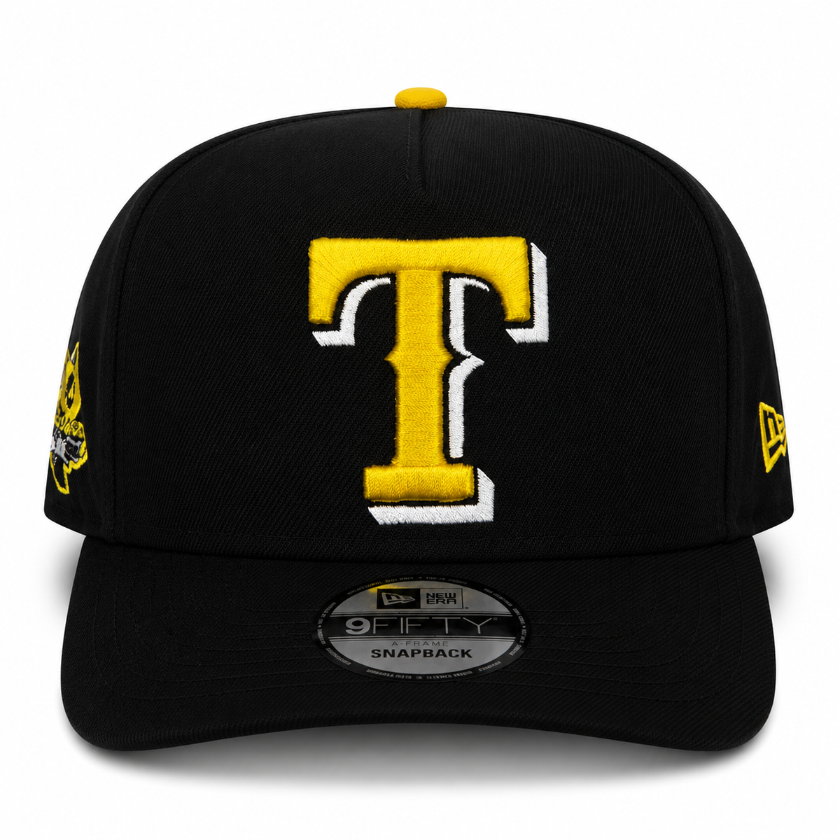 New Era Texas Rangers 9FIFTY A-Frame Curved 40th Anniversary Patch Snapback Hat Black | MLB Adjustable Cap product image 2,