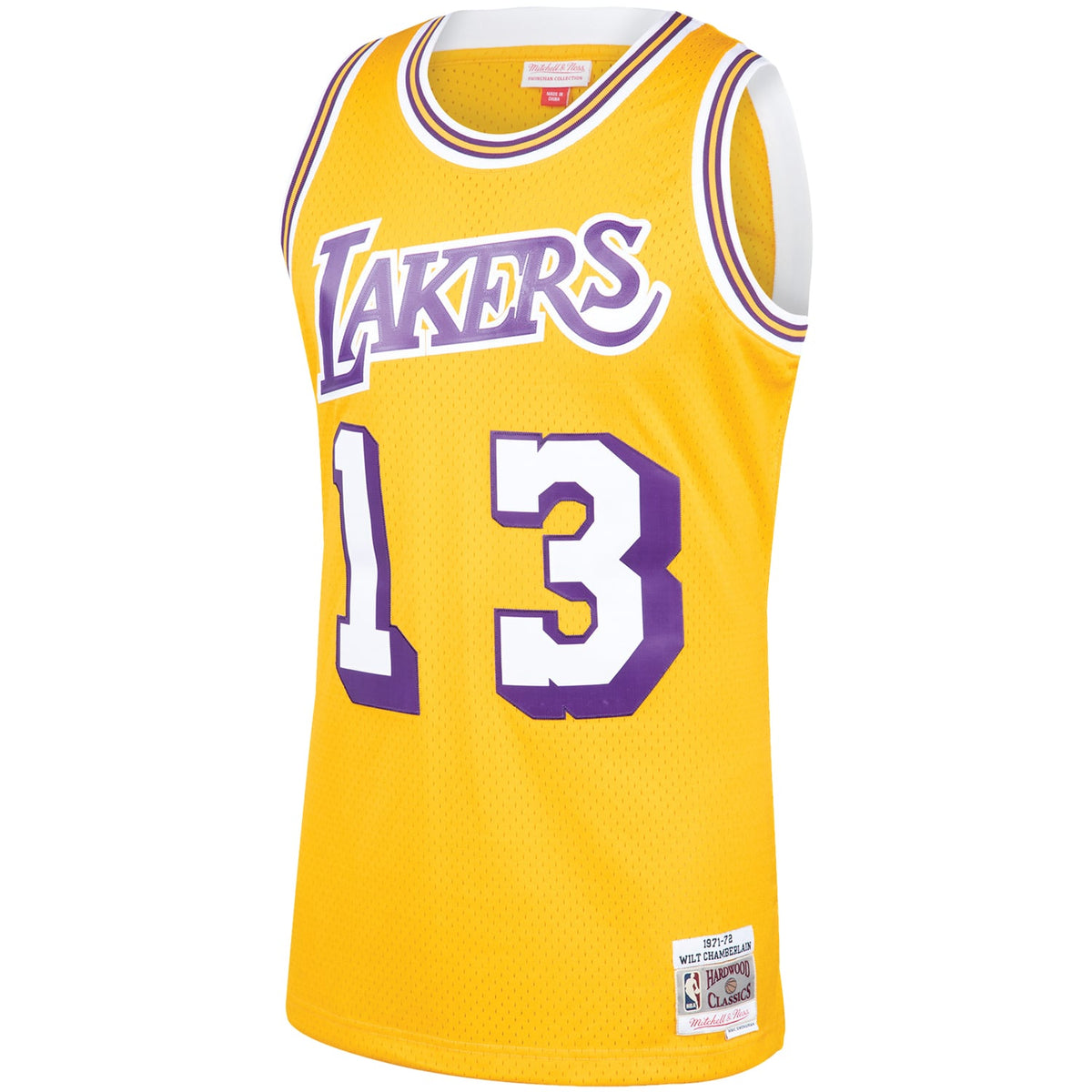 Los Angeles Lakers Wilt Chamberlain Mitchell & Ness Gold 1971/72 Hardwood Classics Swingman Jersey for Men product image 3,