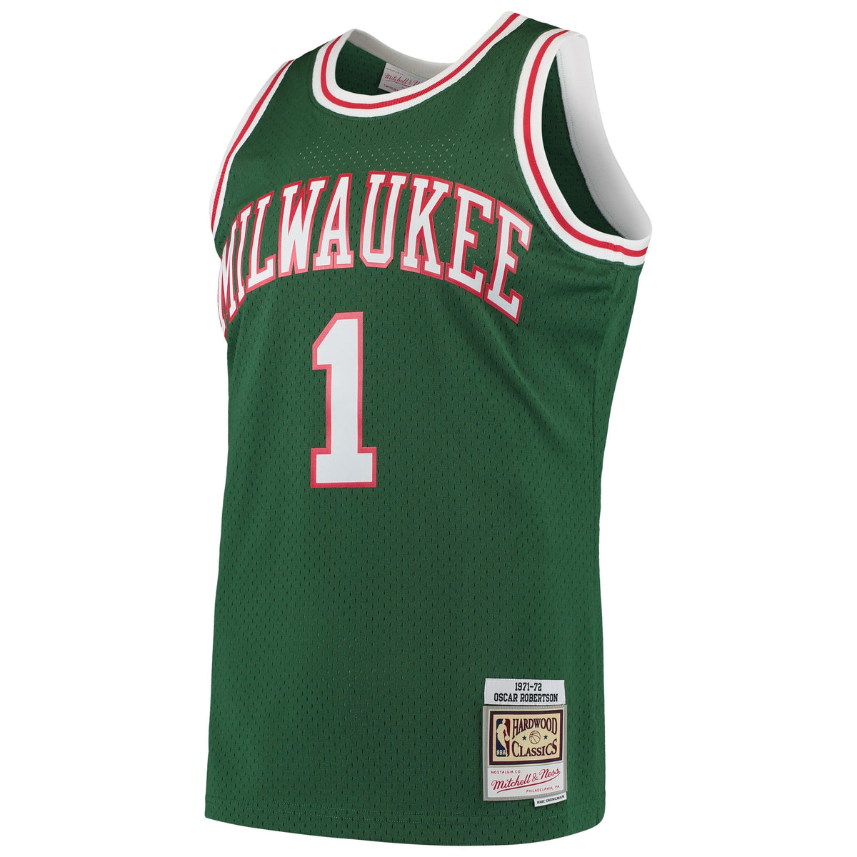 Milwaukee Bucks Oscar Robertson Mitchell & Ness Green 1971/72 Hardwood Classics Swingman Jersey for Men product image 3,