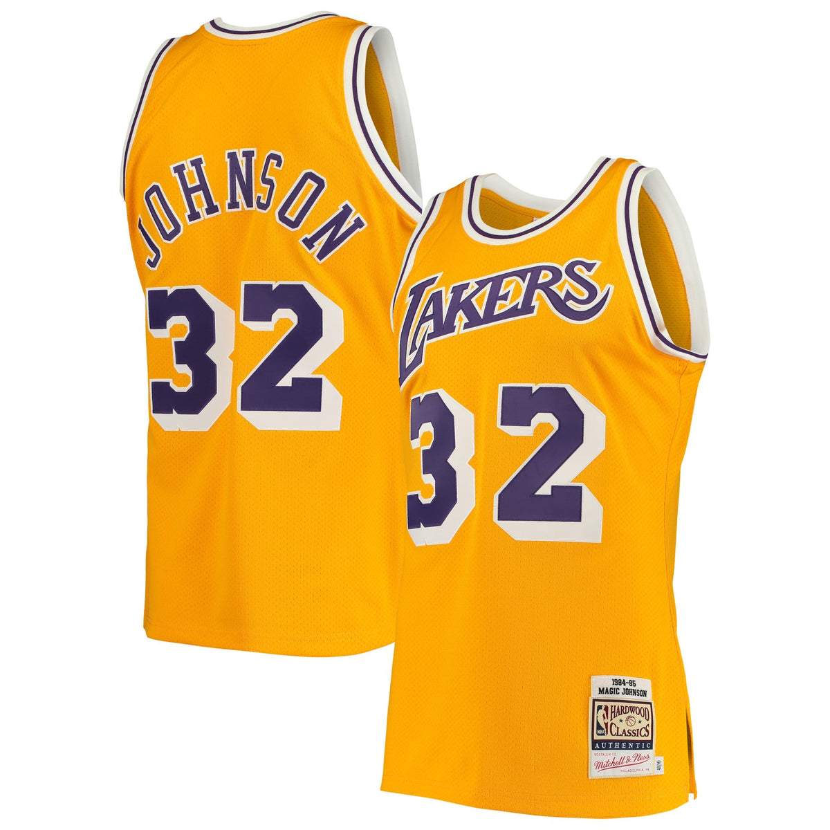 Los Angeles Lakers Magic Johnson Mitchell & Ness Gold 1984/85 Hardwood Classics Authentic Jersey for Men product image 2,