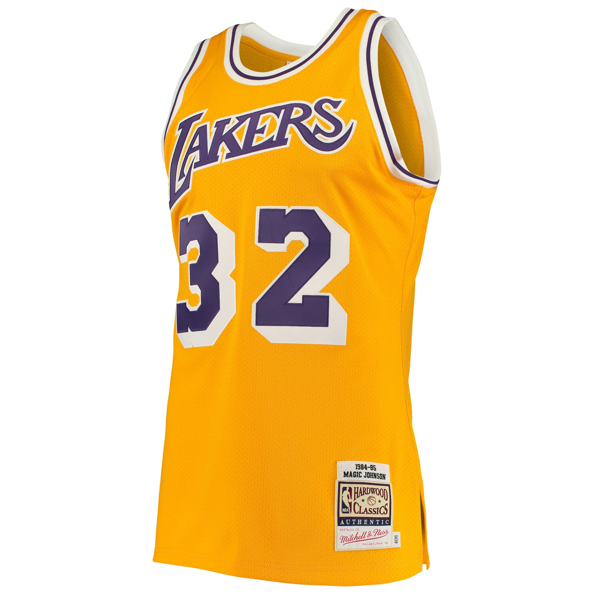 Los Angeles Lakers Magic Johnson Mitchell & Ness Gold 1984/85 Hardwood Classics Authentic Jersey for Men product image 3,