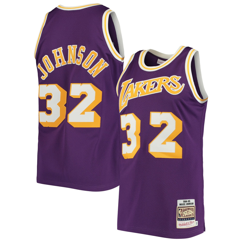 Los Angeles Lakers Magic Johnson Mitchell & Ness Purple 1984/85 Hardwood Classics Authentic Jersey for Men product image 2,