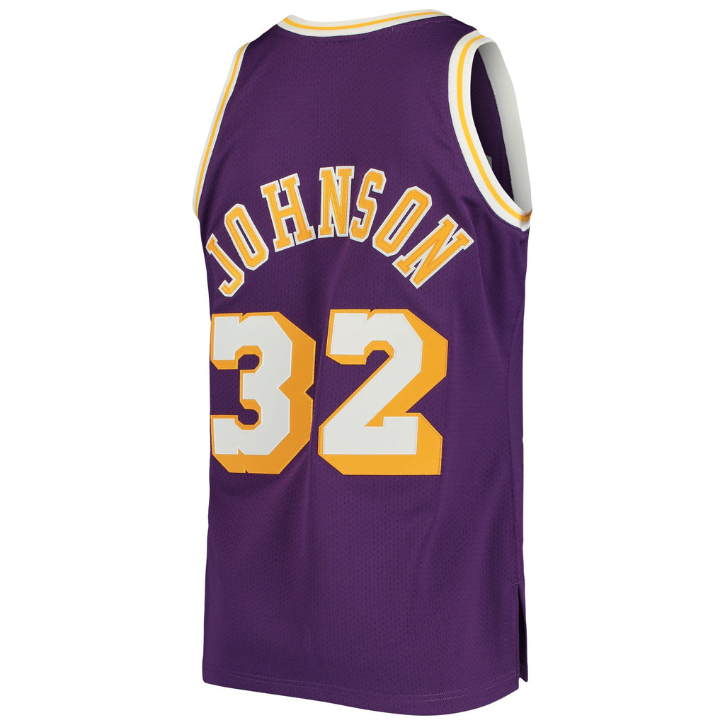 Los Angeles Lakers Magic Johnson Mitchell & Ness Purple 1984/85 Hardwood Classics Authentic Jersey for Men product image 4,