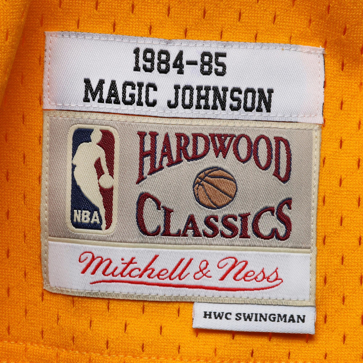 Los Angeles Lakers Magic Johnson Mitchell & Ness Gold 1984/85 Hardwood Classics Swingman Jersey for Men product image 8,