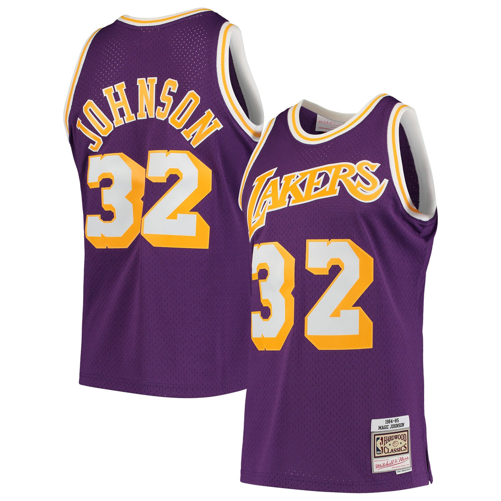 Los Angeles Lakers Magic Johnson Mitchell & Ness Purple 1984/85 Hardwood Classics Swingman Jersey for Men product image 2,