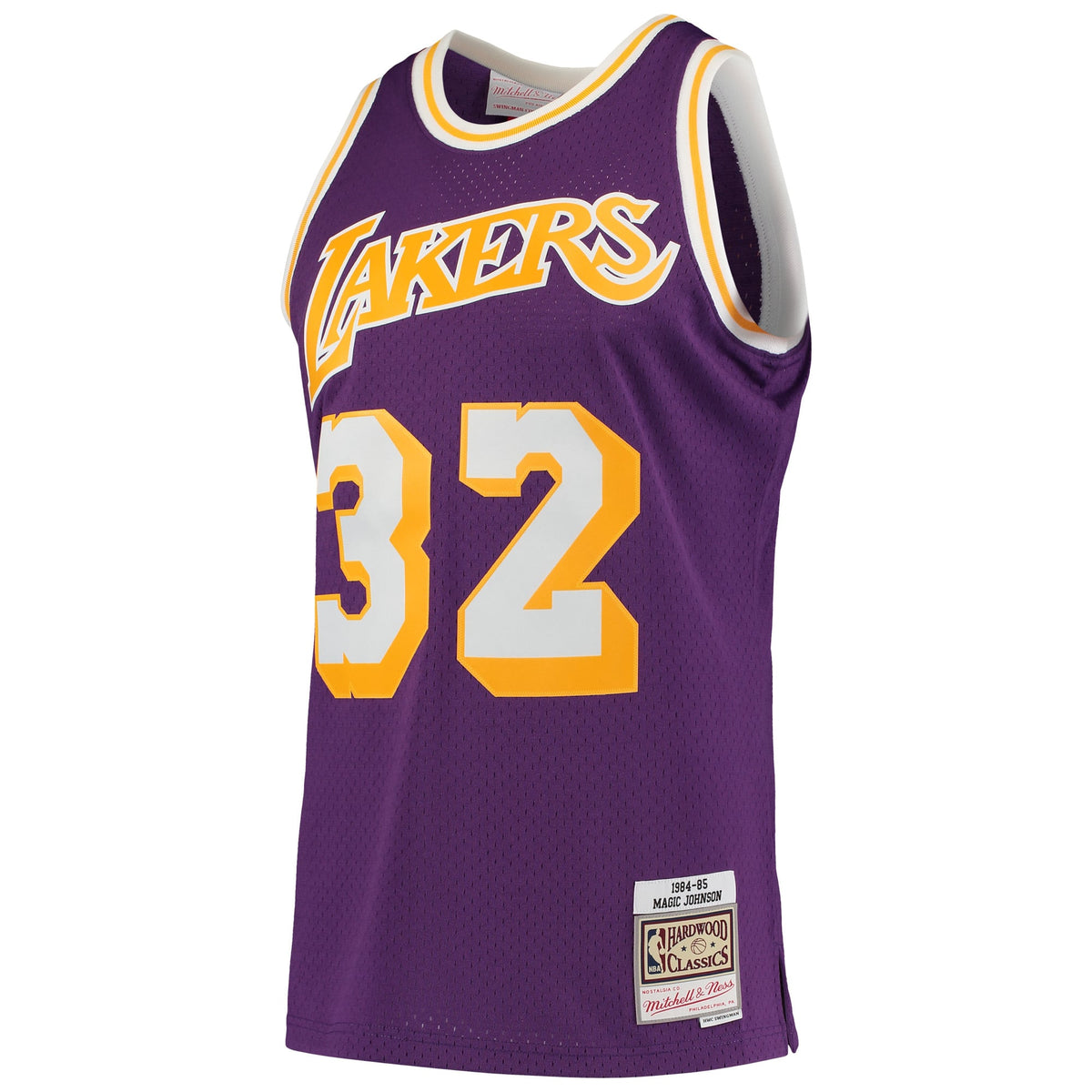 Los Angeles Lakers Magic Johnson Mitchell & Ness Purple 1984/85 Hardwood Classics Swingman Jersey for Men product image 3,