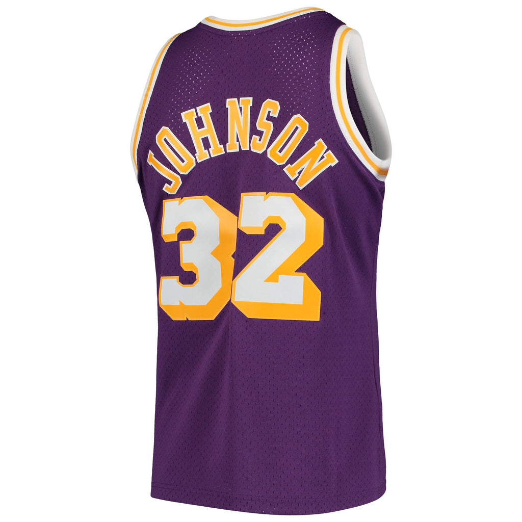 Los Angeles Lakers Magic Johnson Mitchell & Ness Purple 1984/85 Hardwood Classics Swingman Jersey for Men product image 4,