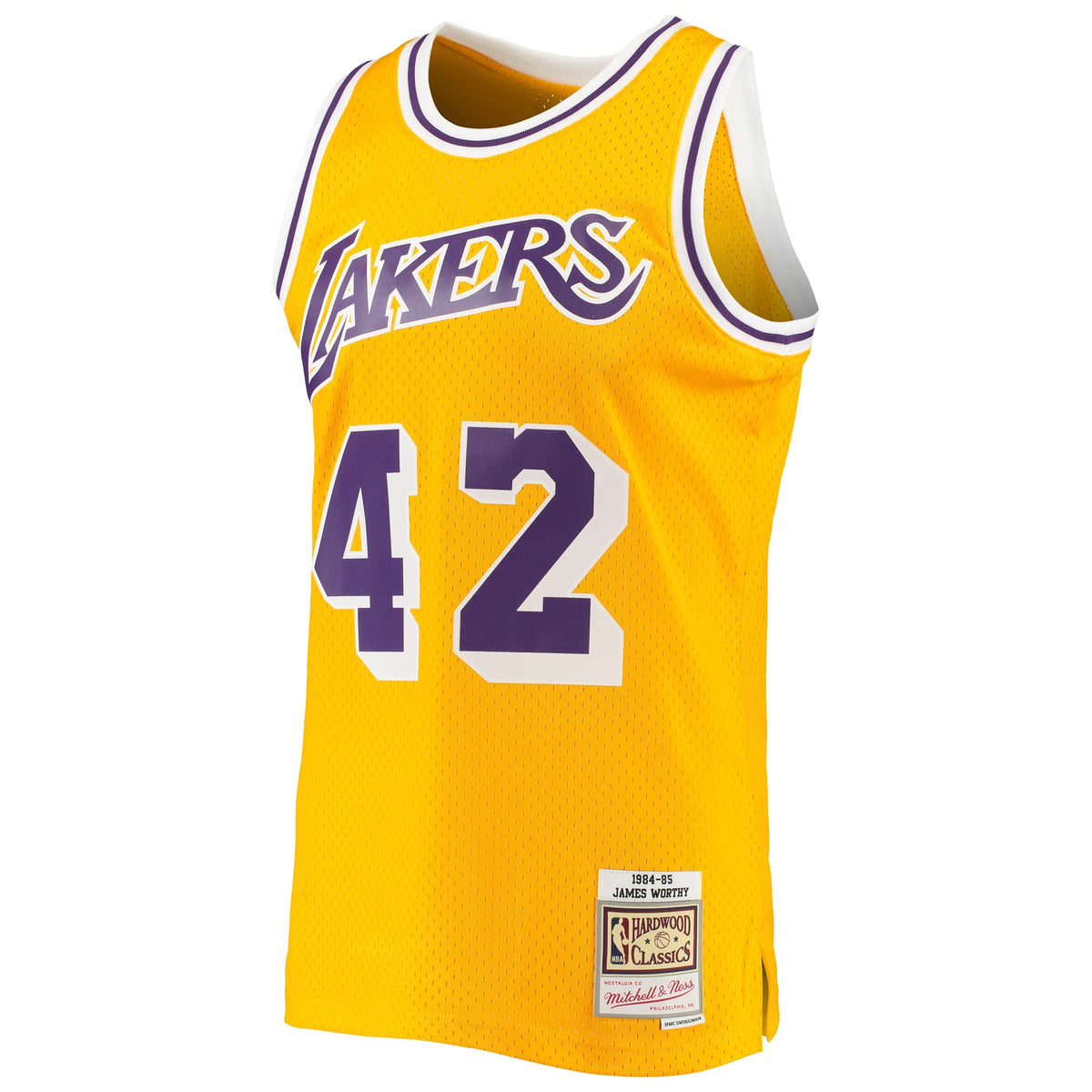 Los Angeles Lakers James Worthy Mitchell & Ness Gold 1984/85 Hardwood Classics Swingman Jersey for Men product image 3,