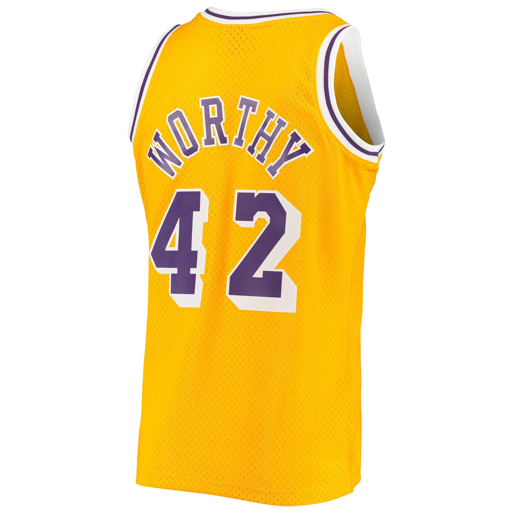 Los Angeles Lakers James Worthy Mitchell & Ness Gold 1984/85 Hardwood Classics Swingman Jersey for Men product image 4,