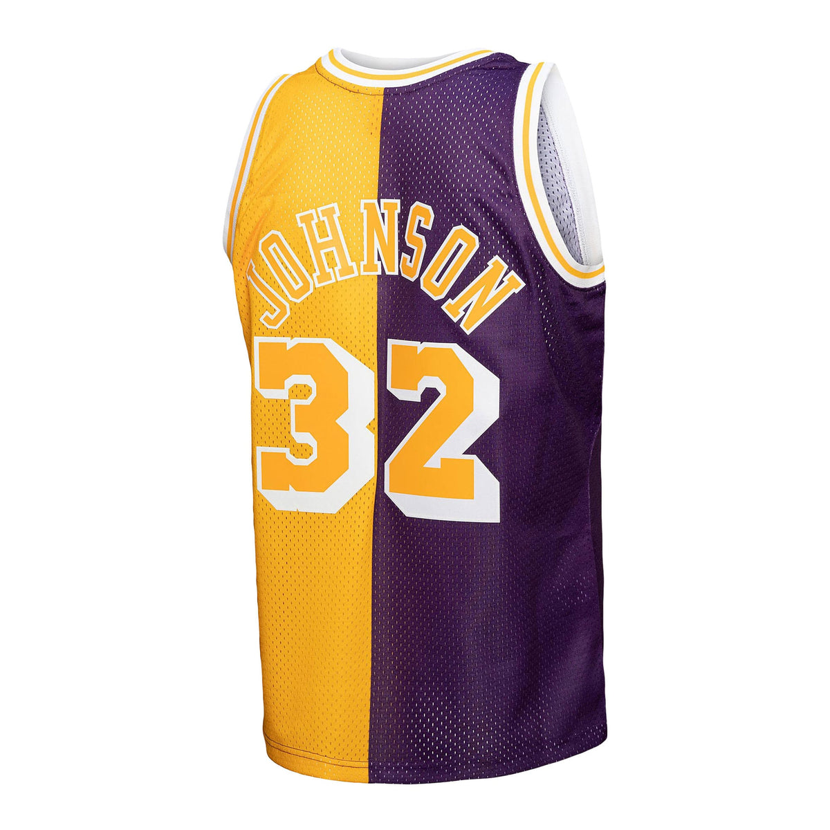 Los Angeles Lakers Mitchell & Ness Purple/Gold Big & Tall Hardwood Classics 1984/85 Split Swingman Jersey for Men product