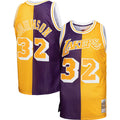 Los Angeles Lakers Mitchell & Ness Purple/Gold Big & Tall Hardwood Classics 1984/85 Split Swingman Jersey for Men product