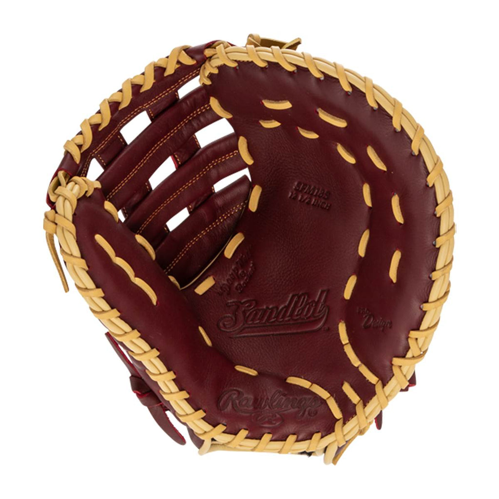 Rawlings Sandlot 12.5" First Base Mitt – SFM18S (Burgundy/Sherry) product image 2, provided for visual reference and product