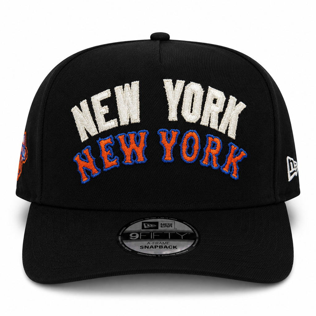 New Era New York Yankees-Mets 9FIFTY A-Frame Curved Snapback Hat Black | MLB Adjustable Cap product image 2, provided for