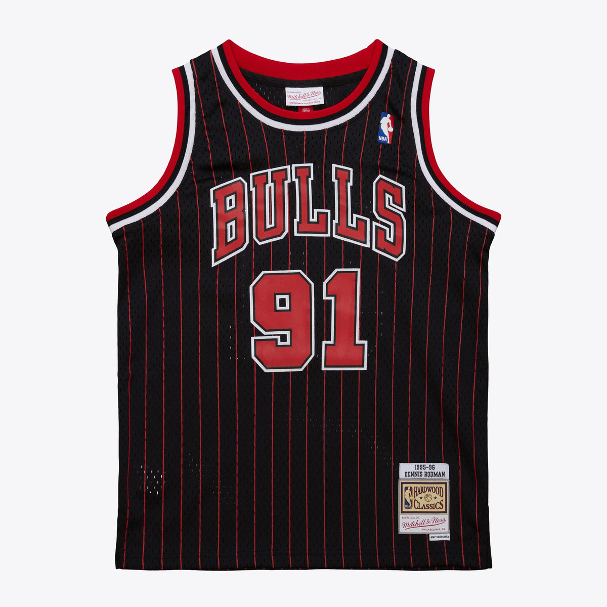 Youth Chicago Bulls Dennis Rodman Black 1995/96 Swingman Jersey product image 1, provided for visual reference and product