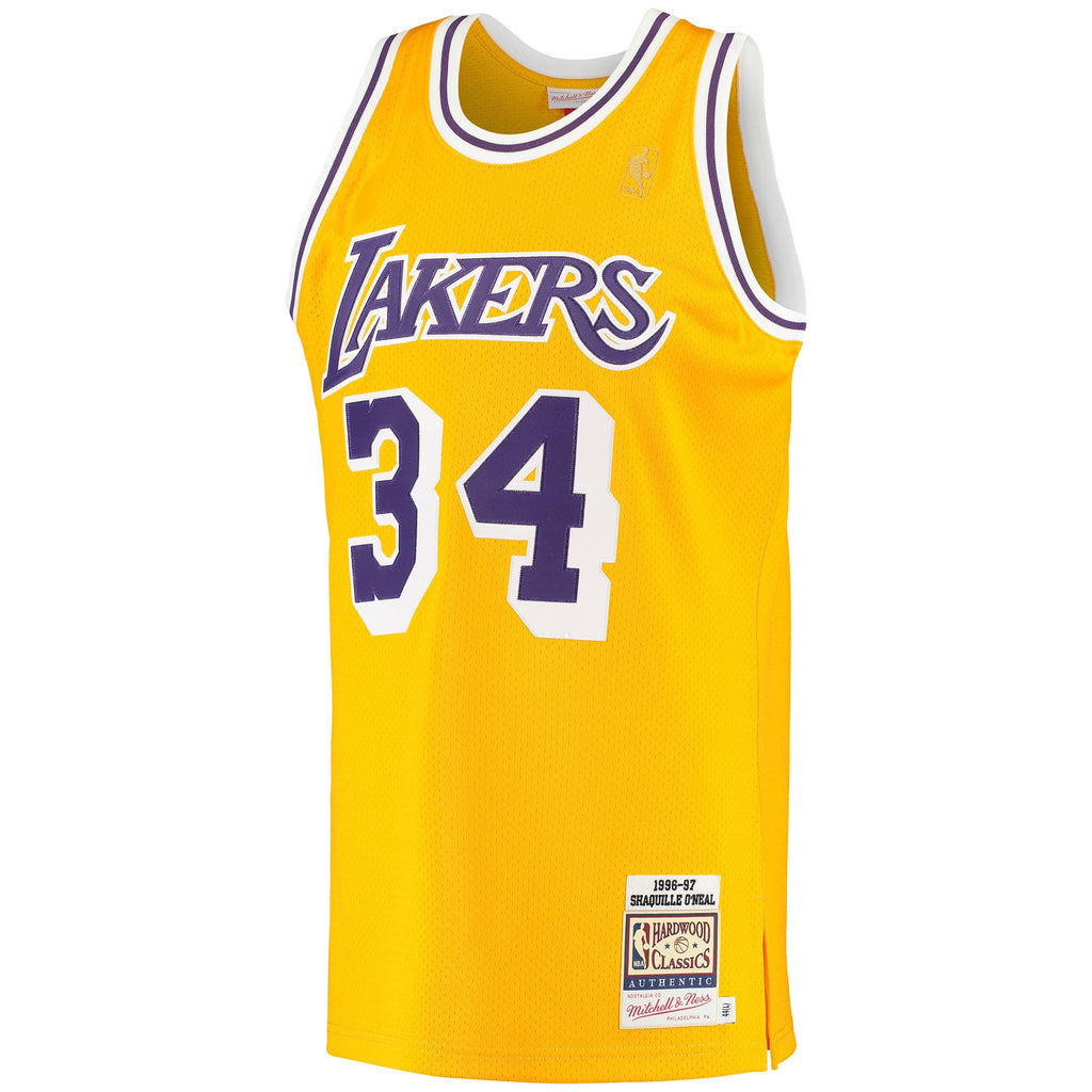 Los Angeles Lakers Shaquille O'Neal Mitchell & Ness Gold 1996/97 Hardwood Classics Authentic Jersey for Men product image 3,