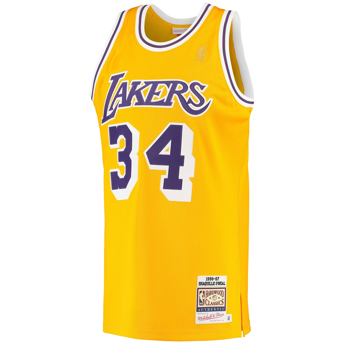 Los Angeles Lakers Shaquille O'Neal Mitchell & Ness Gold 1996/97 Hardwood Classics Authentic Jersey for Men product image 3,