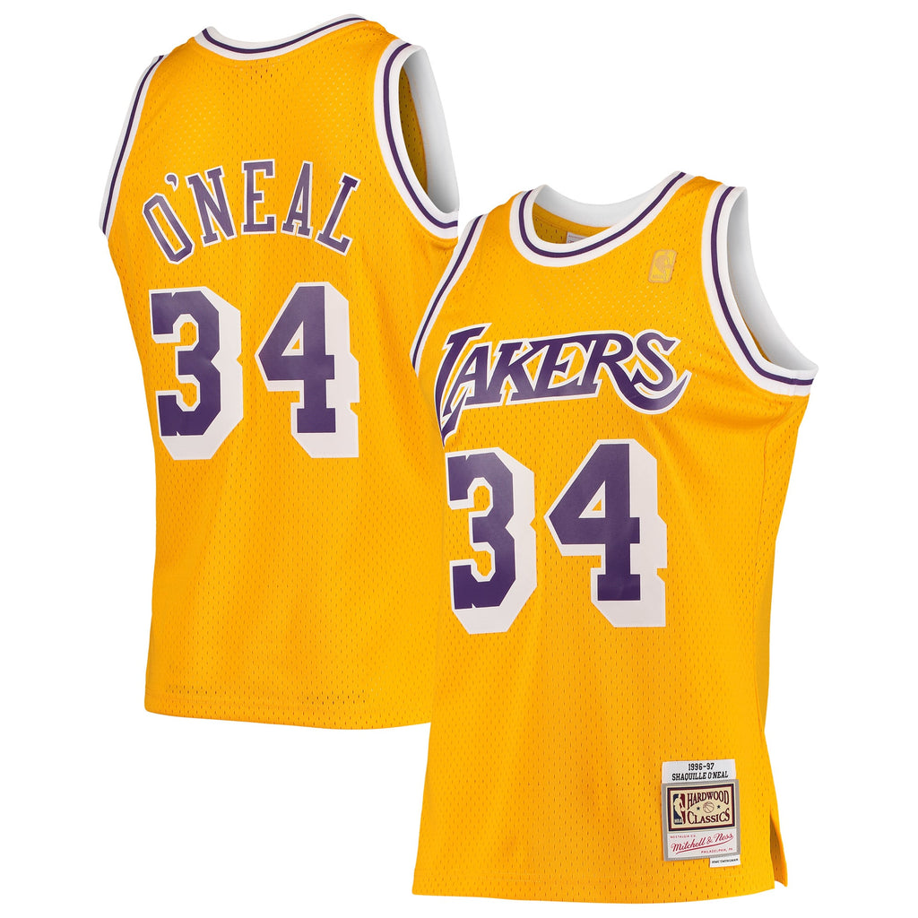 Los Angeles Lakers Shaquille O'Neal Mitchell & Ness Gold 1996/97 Hardwood Classics Swingman Jersey for Men product image 2,