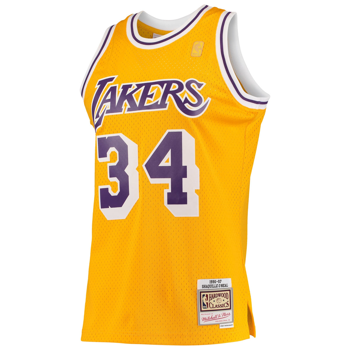 Los Angeles Lakers Shaquille O'Neal Mitchell & Ness Gold 1996/97 Hardwood Classics Swingman Jersey for Men product image 3,