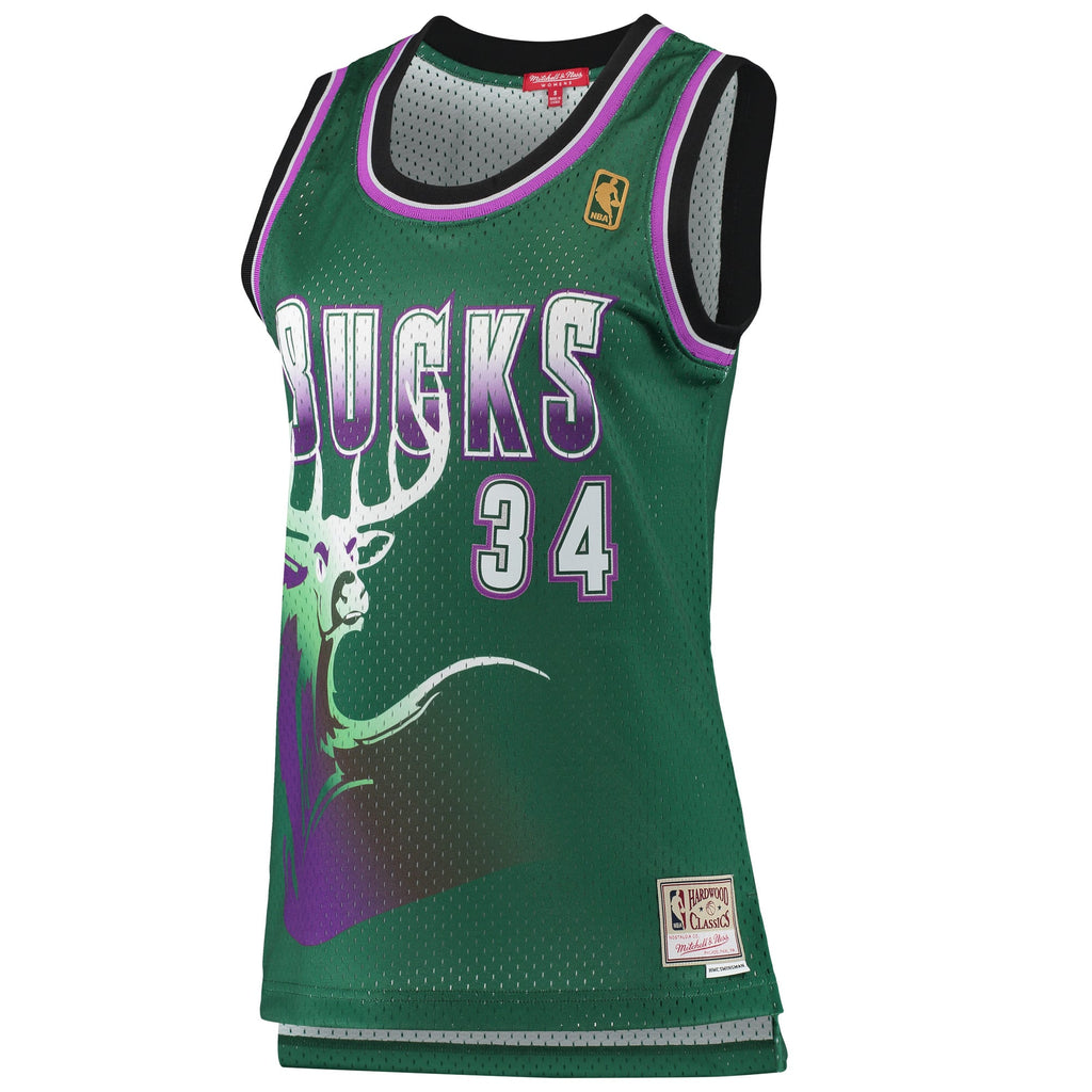 Milwaukee Bucks Ray Allen Mitchell & Ness Green 1996/97 Hardwood Classics Swingman Jersey for Women product image 3,