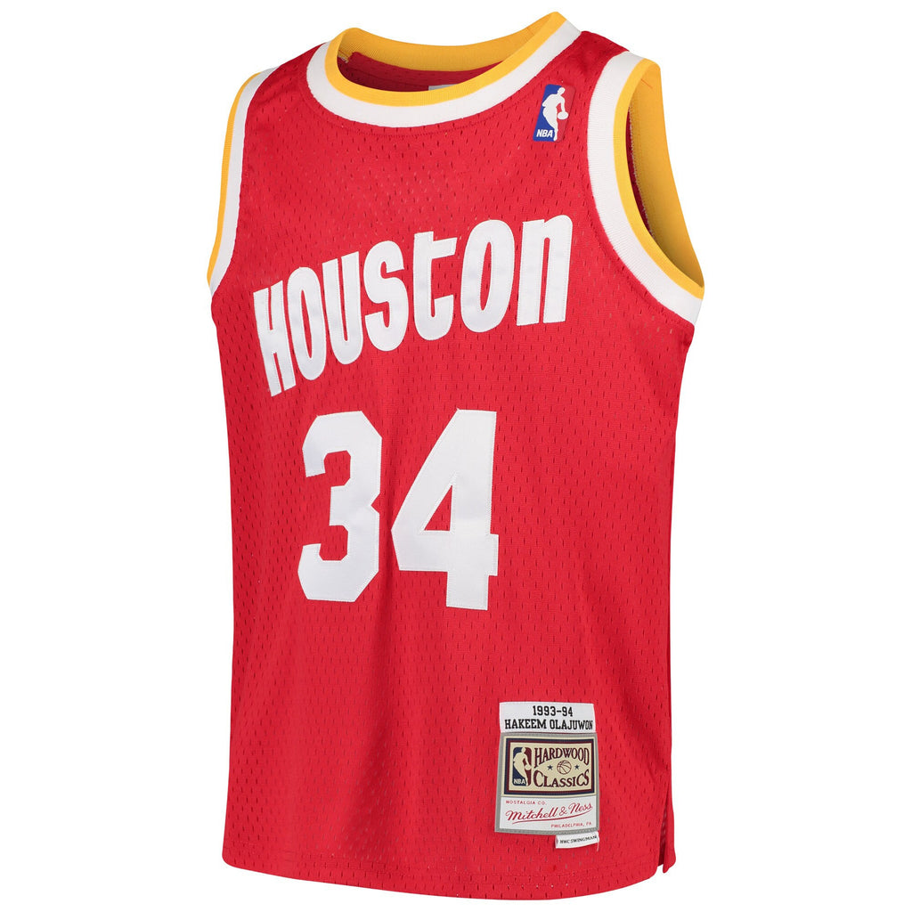 Youth Houston Rockets Hakeem Olajuwon Mitchell & Ness Red 1996/97 Hardwood Classics Swingman Jersey product image 3,