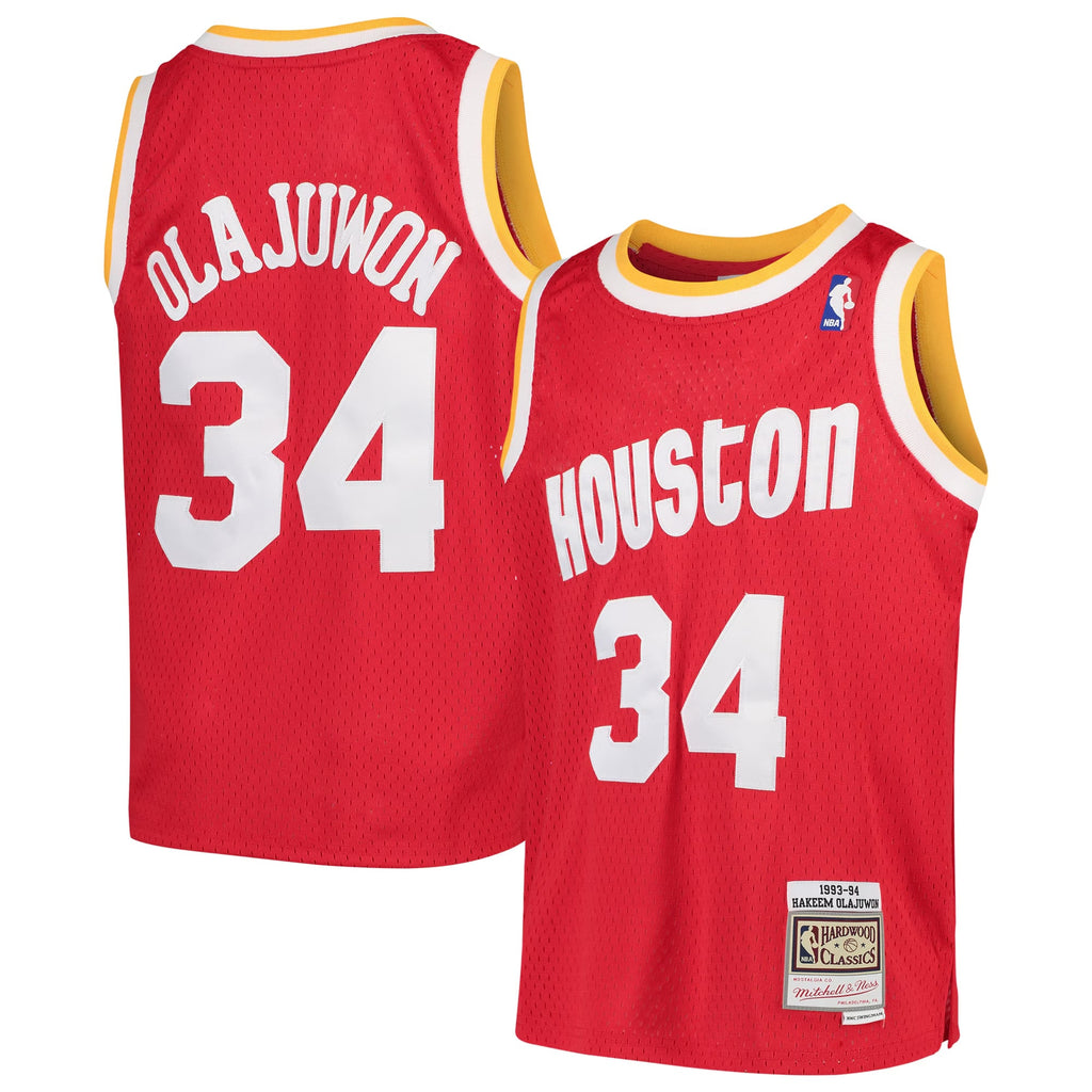 Youth Houston Rockets Hakeem Olajuwon Mitchell & Ness Red 1996/97 Hardwood Classics Swingman Jersey product image 1,