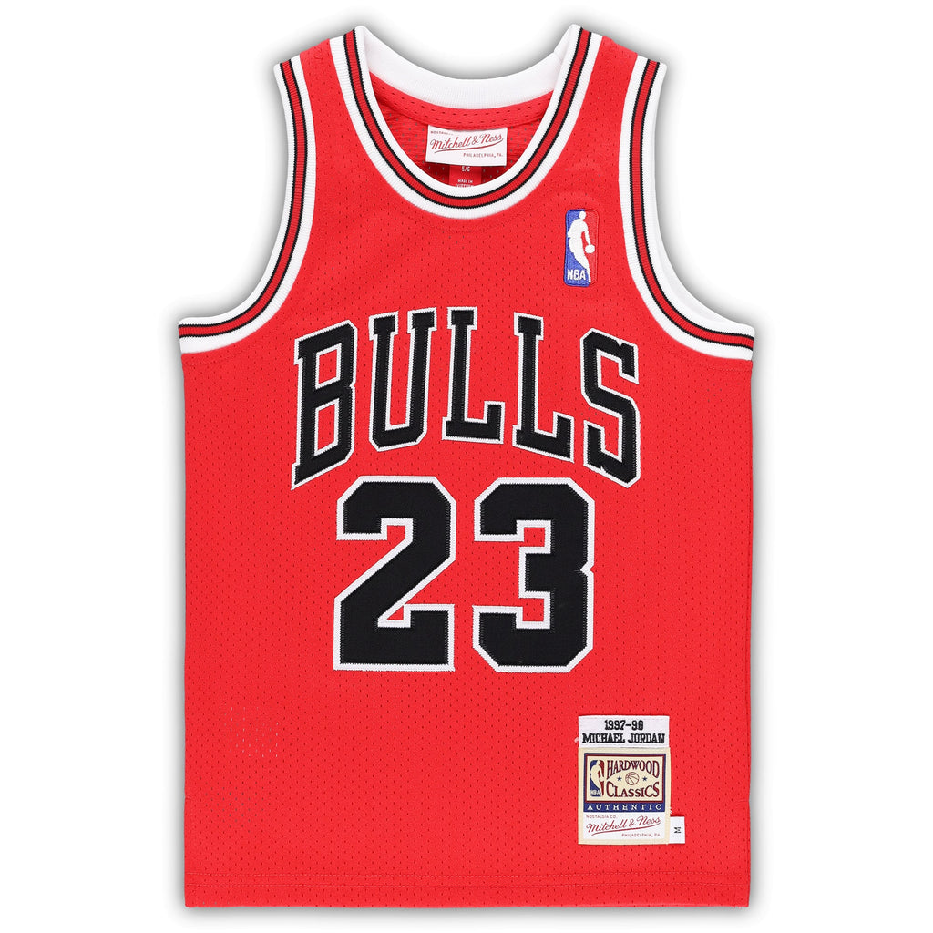 Preschool Chicago Bulls Michael Jordan Mitchell & Ness Red 1997/98 Hardwood Classics Authentic Jersey product image 3,