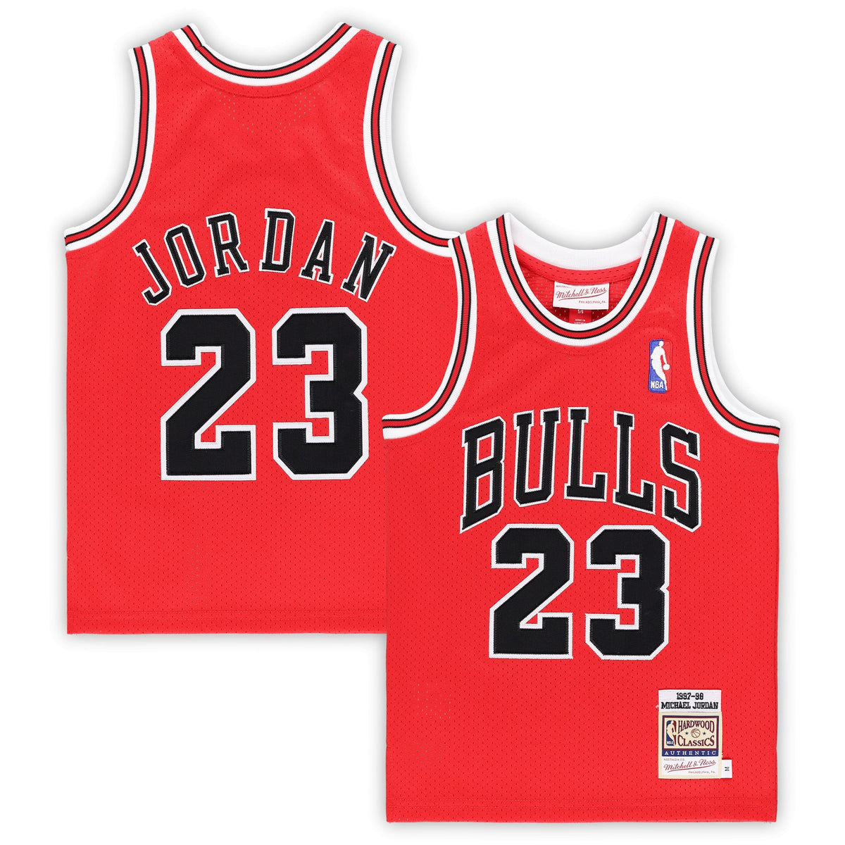 Preschool Chicago Bulls Michael Jordan Mitchell & Ness Red 1997/98 Hardwood Classics Authentic Jersey product image 1,