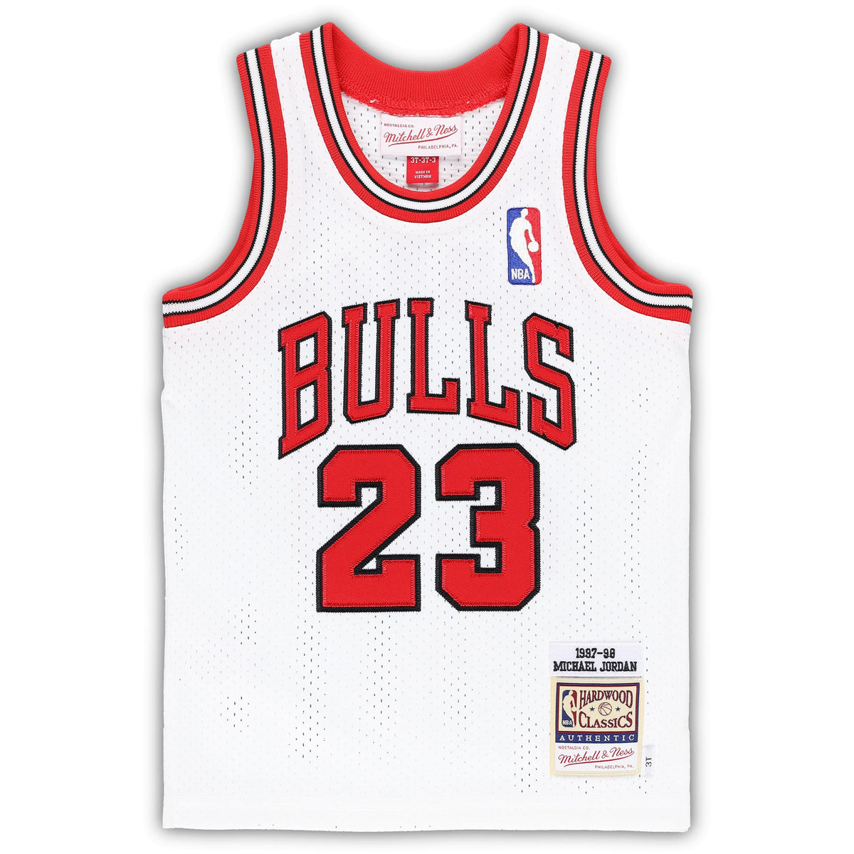 Toddler Chicago Bulls Michael Jordan Mitchell & Ness White 1997/98 Hardwood Classics Authentic Jersey product image 3,