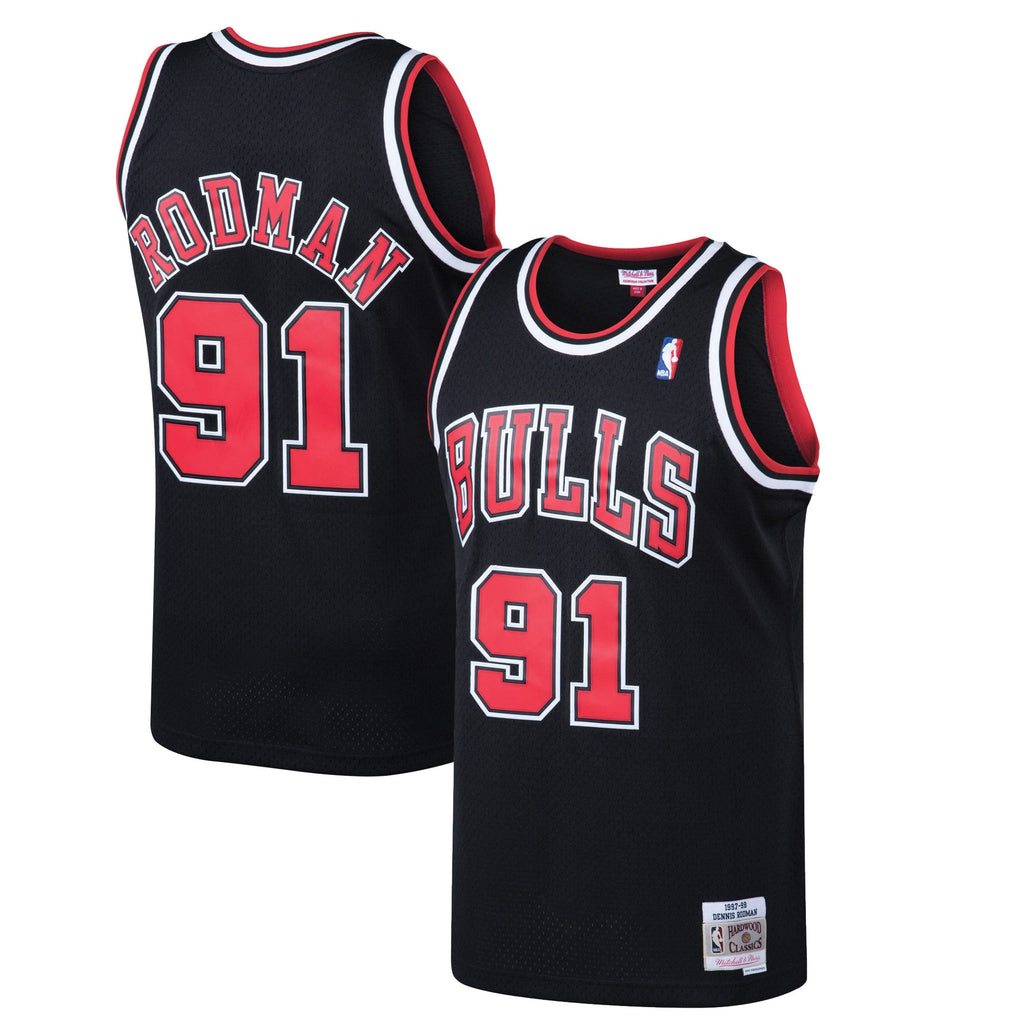 Chicago Bulls Dennis Rodman Mitchell & Ness Black 1997/98 Hardwood Classics Swingman Jersey for Men product image 2,