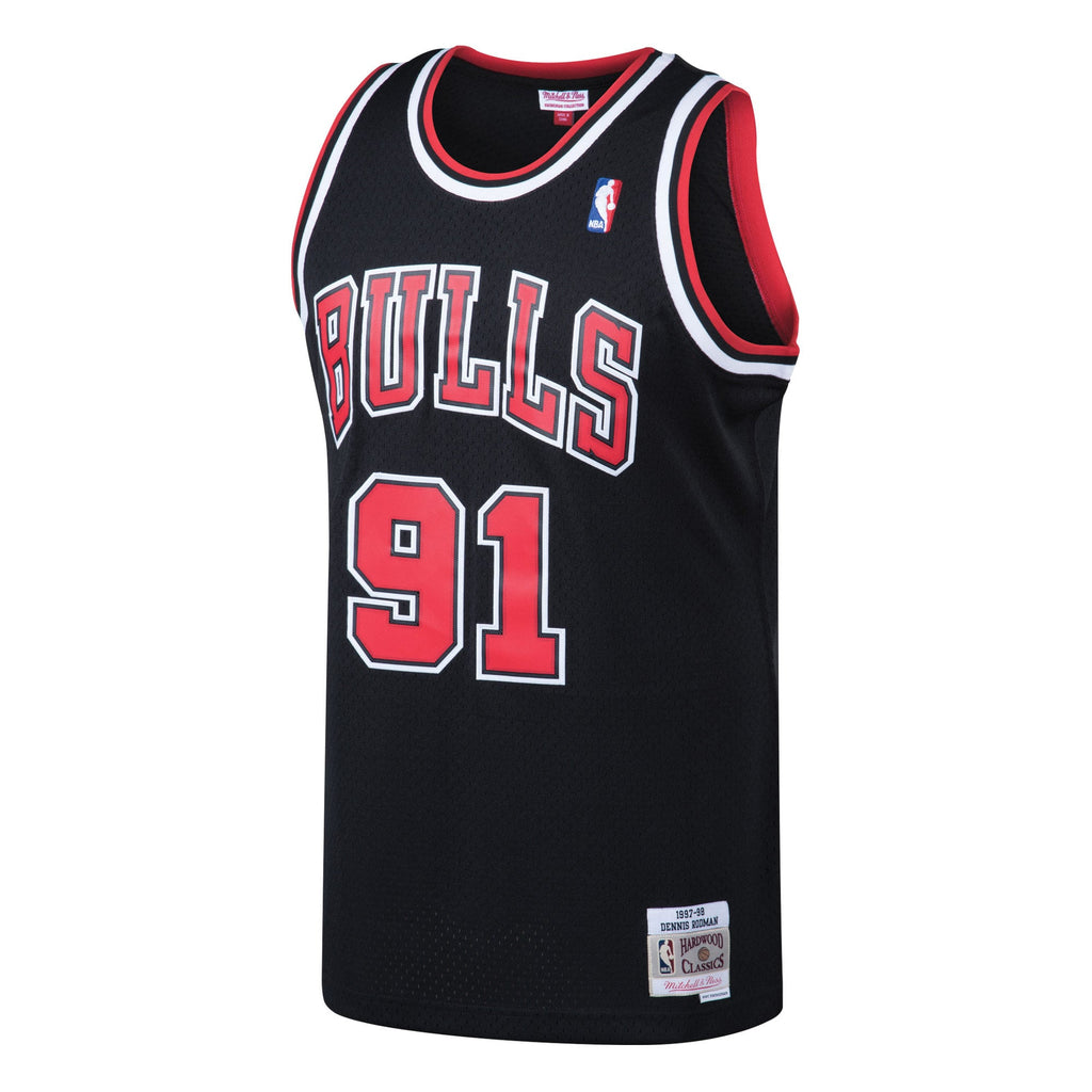Chicago Bulls Dennis Rodman Mitchell & Ness Black 1997/98 Hardwood Classics Swingman Jersey for Men product image 3,