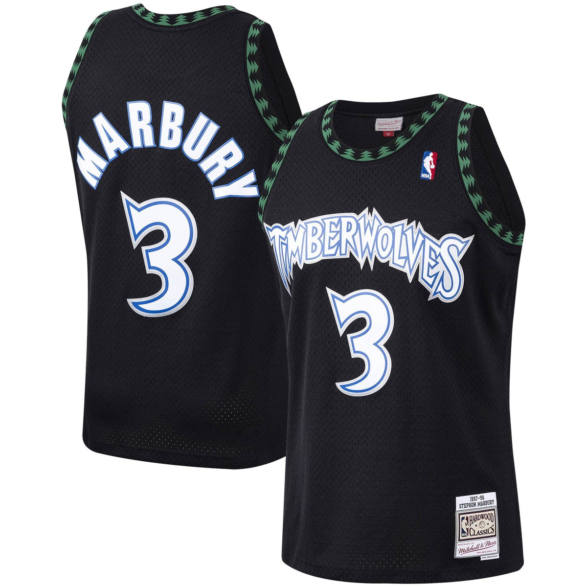 Minnesota Timberwolves Stephon Marbury Mitchell & Ness Black 1997/98 Hardwood Classics Swingman Jersey for Men product image
