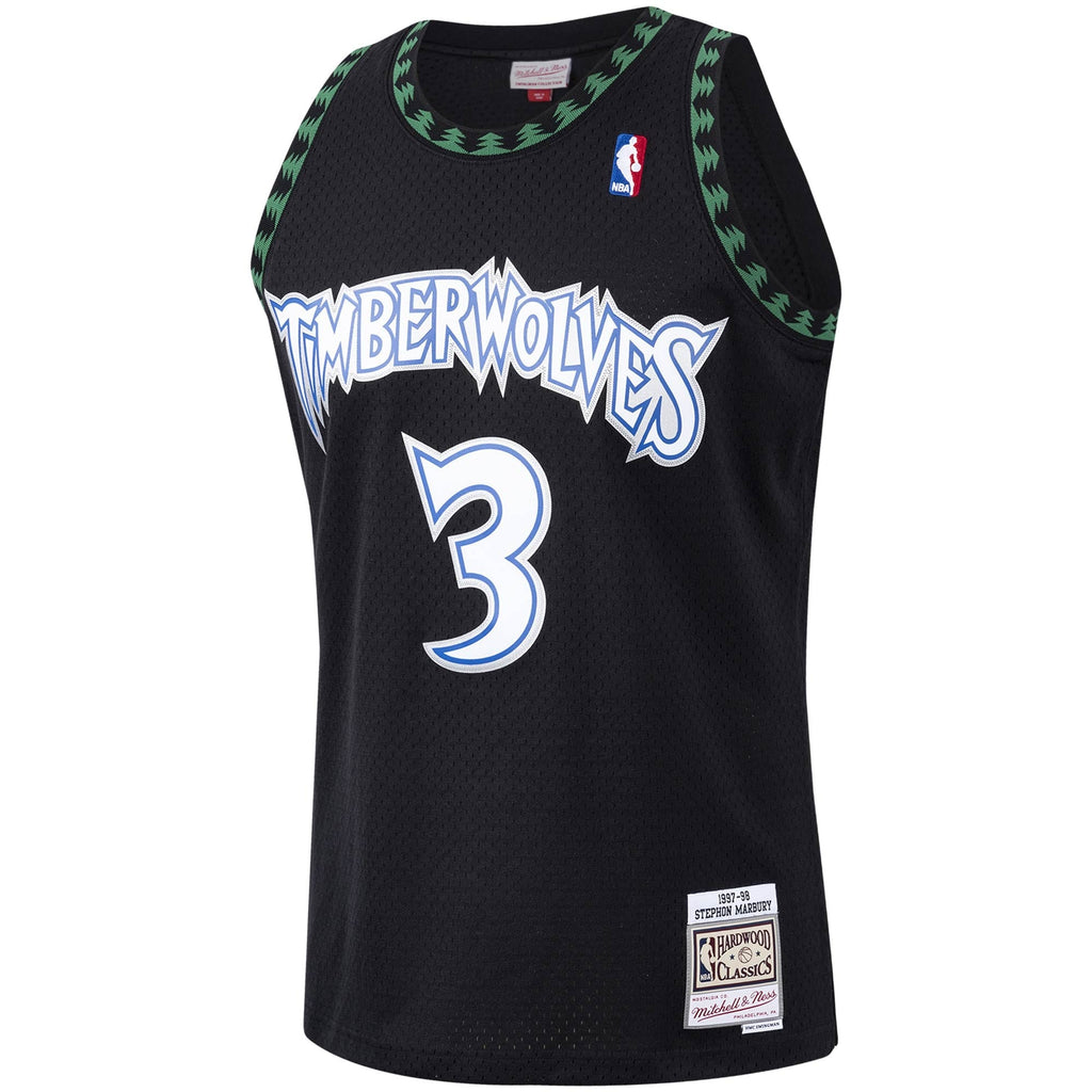 Minnesota Timberwolves Stephon Marbury Mitchell & Ness Black 1997/98 Hardwood Classics Swingman Jersey for Men product image