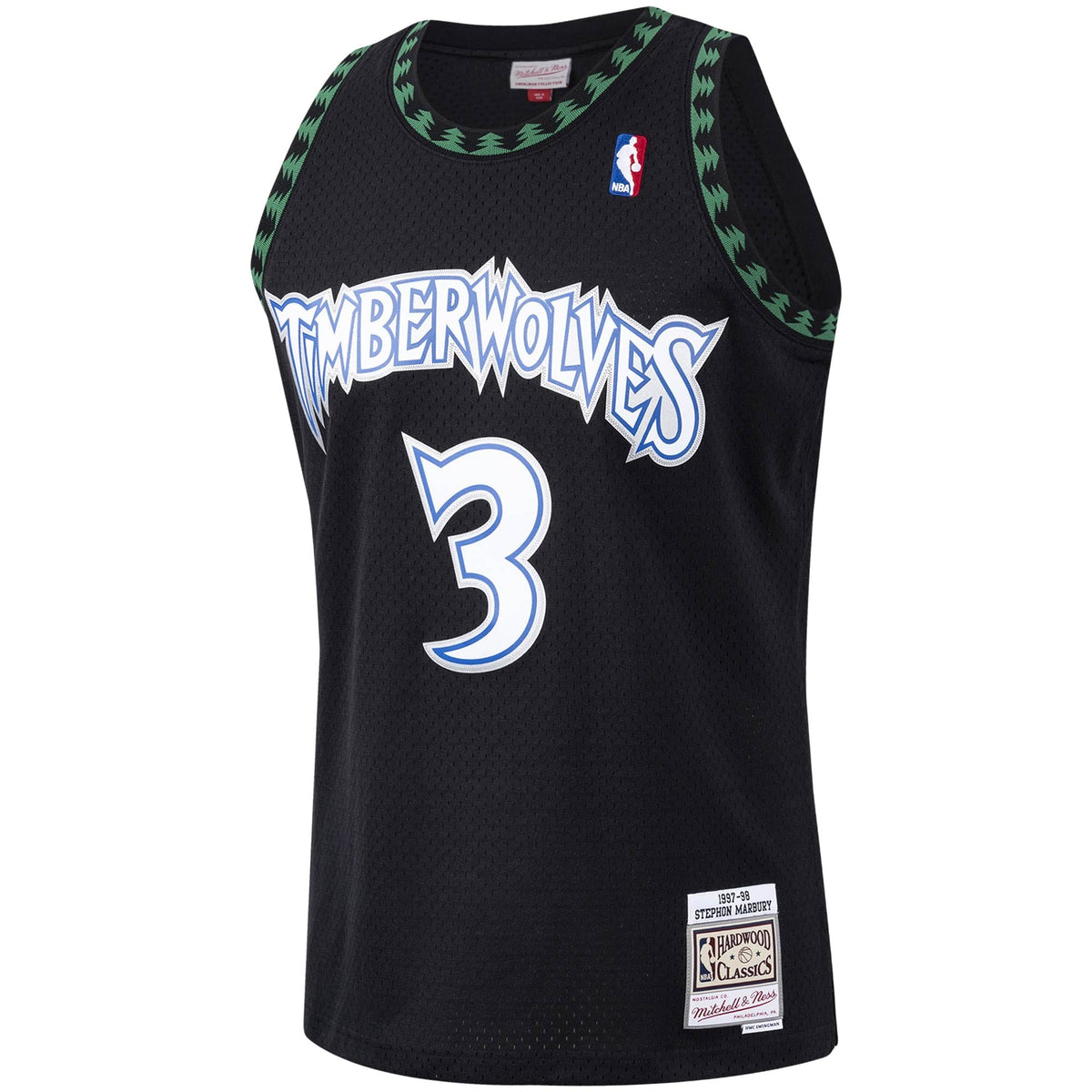 Minnesota Timberwolves Stephon Marbury Mitchell & Ness Black 1997/98 Hardwood Classics Swingman Jersey for Men product image