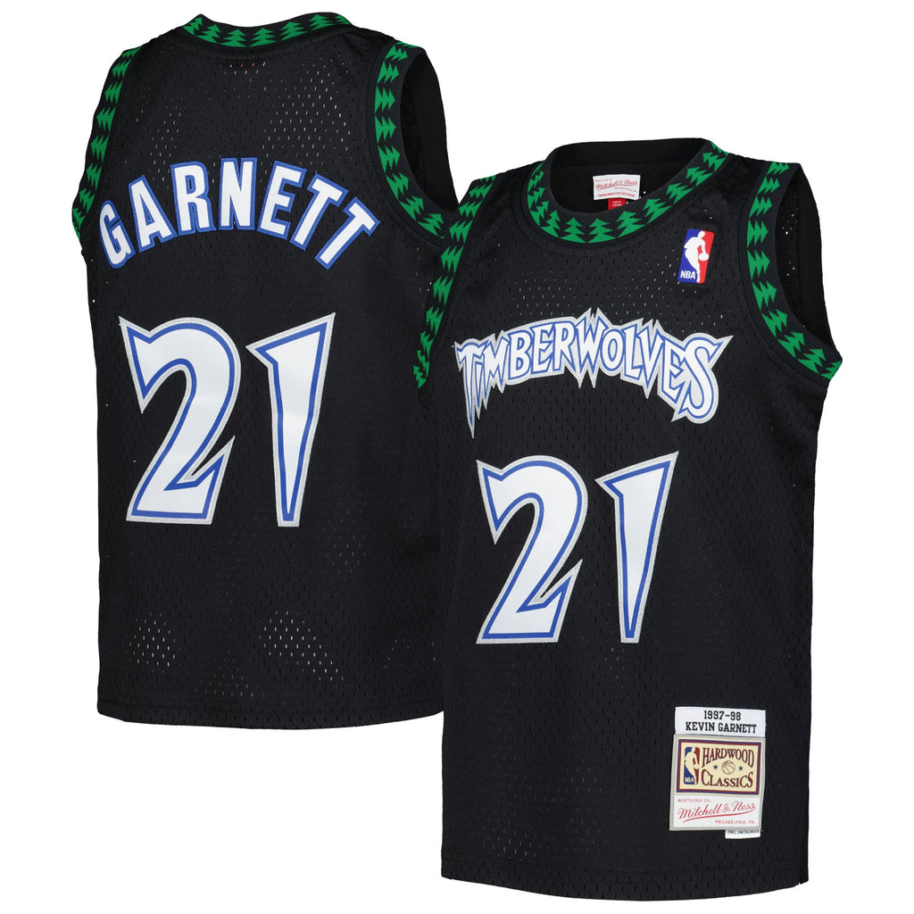 Youth Minnesota Timberwolves Kevin Garnett Mitchell & Ness Black 1997/98 Hardwood Classics Swingman Jersey product image 2,