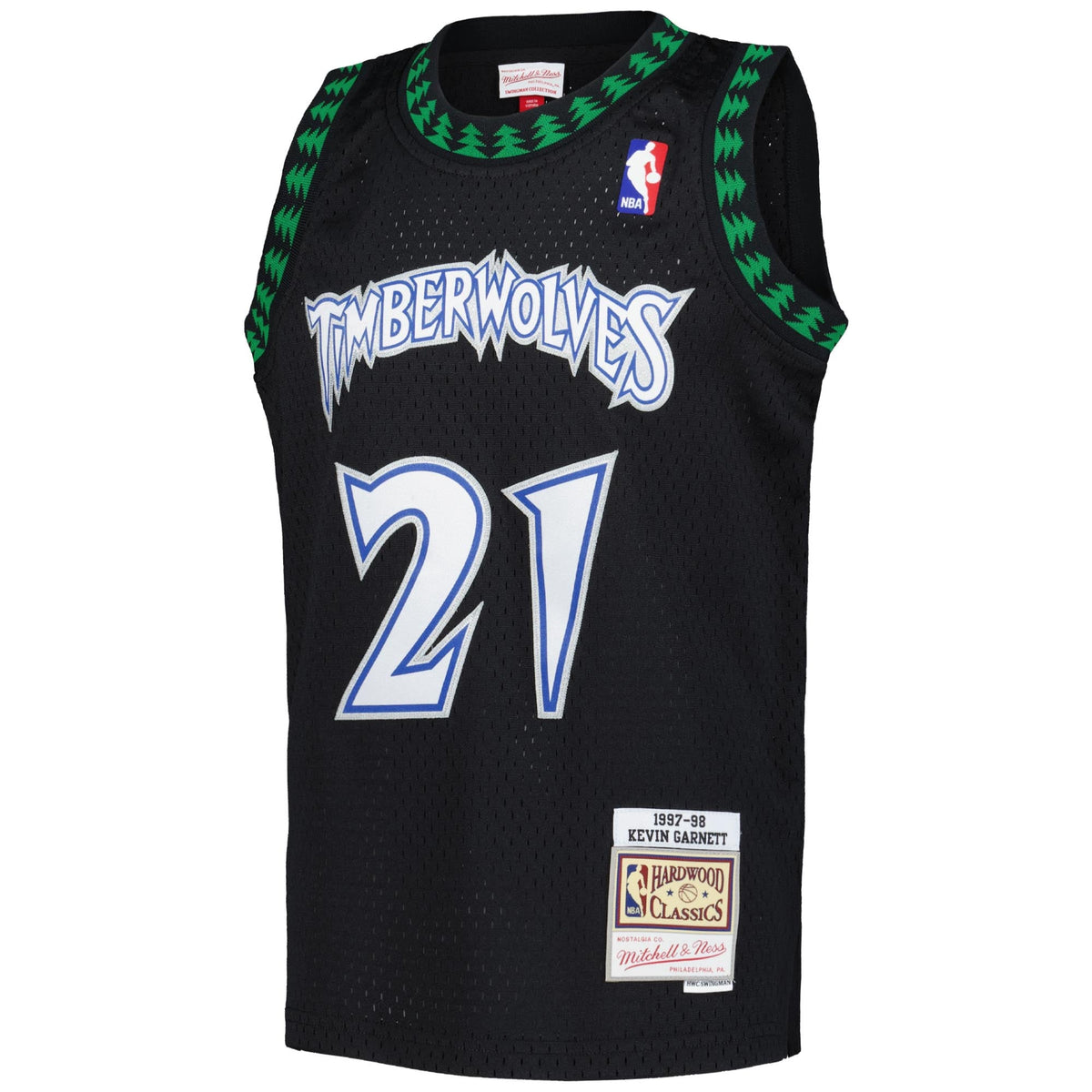 Youth Minnesota Timberwolves Kevin Garnett Mitchell & Ness Black 1997/98 Hardwood Classics Swingman Jersey product image 3,